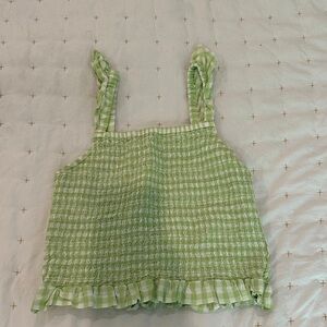 Old Navy Light Green Smocked Tank Top with White Trim